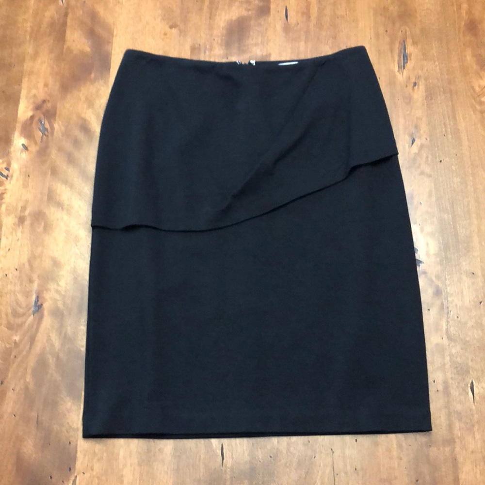 CAbi black skirt with front draping detail